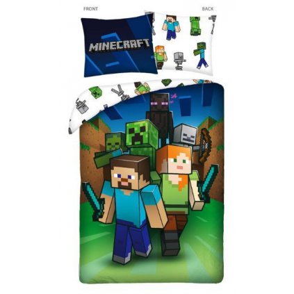 Halantex Minecraft Attack 140 x 200, 70 x 90 cm zipový uzávěr