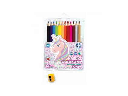 skolske jumbo farbicky unicorn 12ks struhadlo 312221007