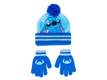 SOUPRAVA ČEPICE A RUKAVICE LILO A STITCH Cer 2200010262 modrá (Velikost uni)