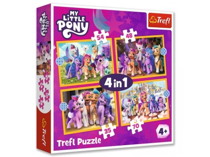 32567 74561 puzzle my little pony seznamte se s poniky 4 v 1 mix 35 48 54 a 70 dilku