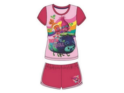 LETNÍ KOMPLET - TRIČKO A ŠORTKY TROLLOVÉ růžový (Velikost 104)