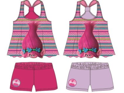 LETNÍ KOMPLET - TRIČKO A ŠORTKY TROLLOVÉ růžový (Velikost 104)