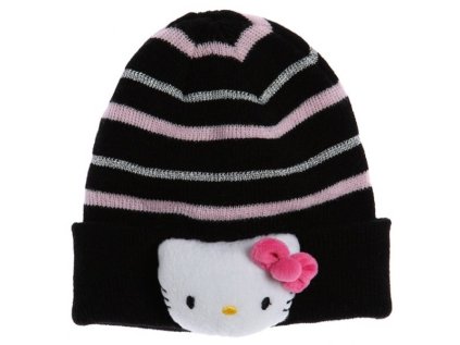 ZIMNÍ ČEPICE HELLO KITTY 3D černá (Velikost 50)