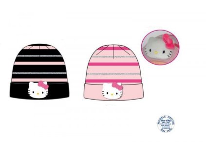 ZIMNÍ ČEPICE HELLO KITTY 3D růžová (Velikost 50)