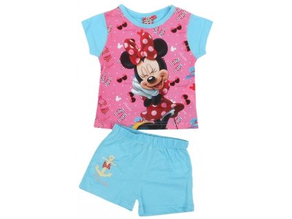 DÍVČÍ LETNÍ KOMPLET - TRIČKO A ŠORTKY MINNIE MOUSE modrý (Velikost 92)