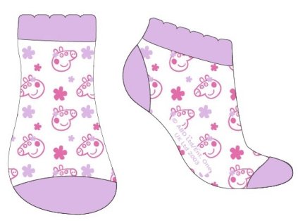 DÍVČÍ KOTNÍČKOVÉ PONOŽKY PRASÁTKO PEPPA PIG bílé (Velikost 31/34)