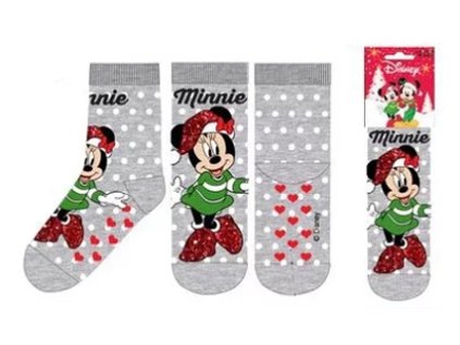 DÍVČÍ PONOŽKY S PROTISKUZEM MINNIE MOUSE šedé (Velikost 23/26)