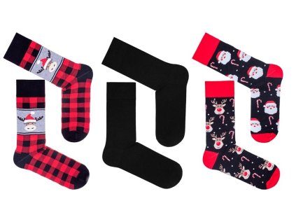 PÁNSKÝ VÁNOČNÍ SET PONOŽEK 3 KS V KRABIČCE (Velikost 42/46)