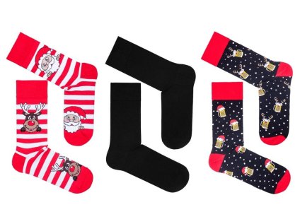 PÁNSKÝ VÁNOČNÍ SET PONOŽEK 3 KS V KRABIČCE (Velikost 42/46)