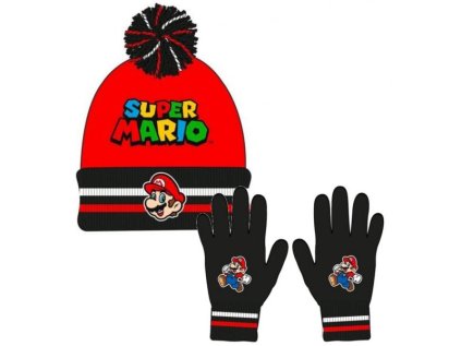 ČEPICE A RUKAVICE SUPER MARIO > varianta 54884 červeno - černá