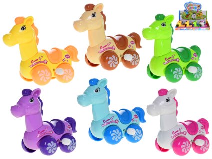 Kůň 9cm po natažení jezdící pohyblivé části - 6 barev