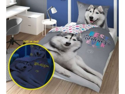 DETEXPOL Povlečení Husky svítící 140-200, 70-80 AKCE