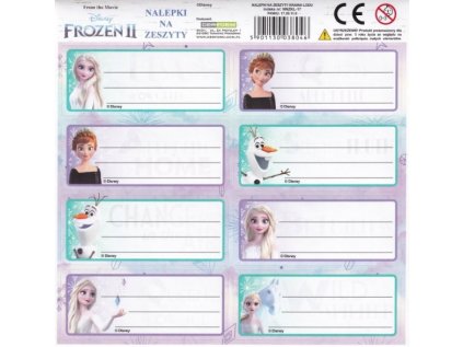 Samolepky jmenovky na sešity Ledové království FROZEN