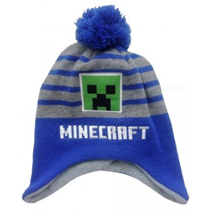 Zimní čepice Minecraft 54885  modro - šedá