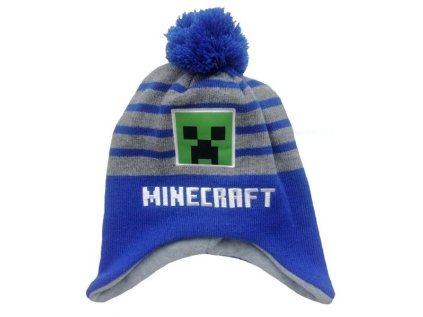 Zimní čepice Minecraft 54885  modro - šedá