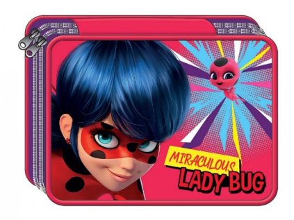 Penál Kouzelná beruška Miraculous Lady Bug dvoupatrový vybavený > varianta 02-01