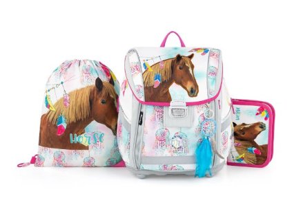 Oxybag Školní sada 3 dílný set PREMIUM kůň romantic batoh, penál, sáček 0-13722