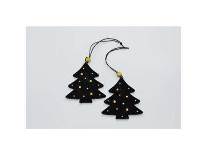 dekorace zavesna vanocni stromek cerny se zlatymi trpytkami