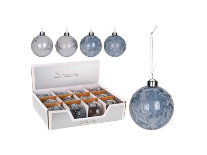 vianocna gula sklenena 80mm hviezdy a vlocky mix farieb 1ks