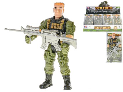 vojak se zbrani 12cm pohyblive casti 8druhu v krabicce 16ks v dbx