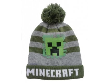 Zimní čepice Minecraft > varianta 02-54886 tm. zeleno - šedá