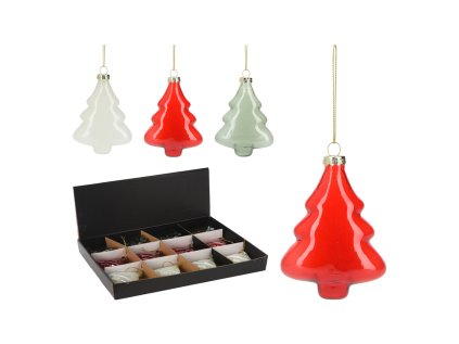 vanocni sklenena ozdoba stromek 9 5 cm 3 barevna provedeni