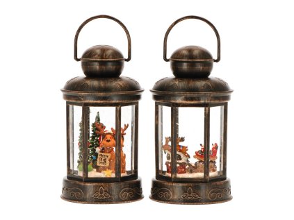 vanocni lucerna se snehem a led svetlem mikulas sob 2 varianty