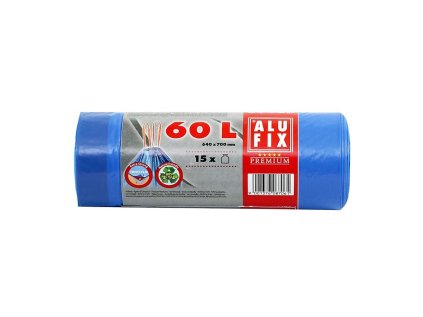 pytle na odpad zatah ldpe 60l 15ks 64x70cm modre 27 mic