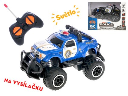 R/C auto terénní policie 14cm 27MHz plná funkce na baterie se světlem, 2barvy, v krabičce