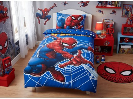 Povlečení Spiderman svítící 140 x 200, 70 x 90 cm zipový uzávěr