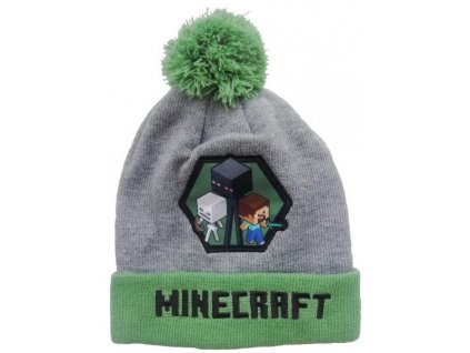 Zimní čepice Minecraft > varianta 02-54885 zeleno - šedá