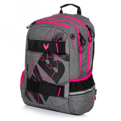 Karton P+P Studentský batoh OXY Sport GREY LINE pink 8-39020