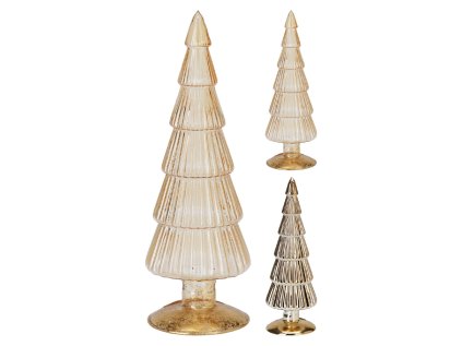 skleneny vanocni stromek 25 cm zlata sampan 2 barvy