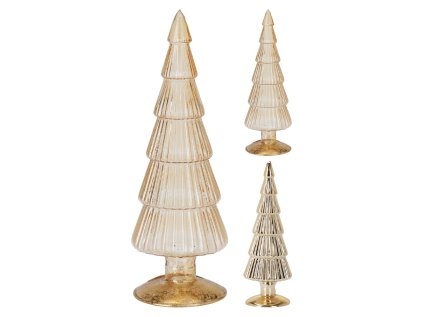 skleneny vanocni stromek 34 cm zlata sampan 2 barvy