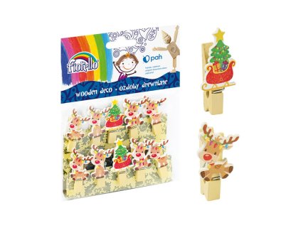 fiorello vianocne drevene ozdoby s klipsom sobiky a sane 10 ks