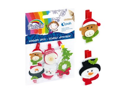 fiorello vianocne drevene ozdoby s klipsom 6 ks