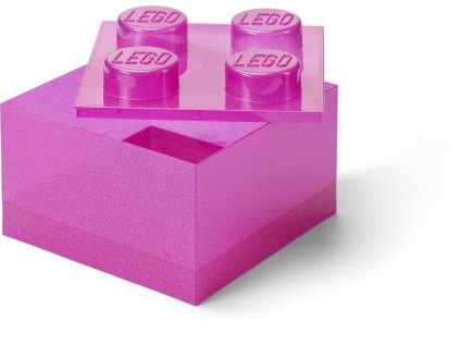 LEGO úložný box 4 s víkem - třpitivá růžová