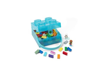 LEGO box s rukojetí - průsvitná modrá