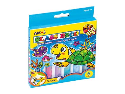 sada vitrazovych farieb na sklo amos glass deco 6x105 ml sablony