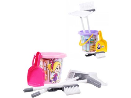 Uklízecí dětský set 2 smetáky s kyblíkem a doplňky malá uklízečka 2 druhy
