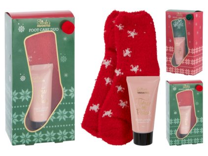 Dárková sada péče o nohy 1x 50ml tekuté mléko + 1x ponožky - mix barev