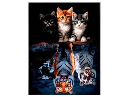 Diamantový obrázek kočky a šelmy, romantika 30 x 40 cm