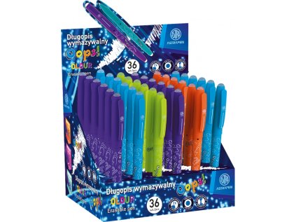 gumovatelne pero oops 06mm modre dve gumy mix farieb stojan 201120001