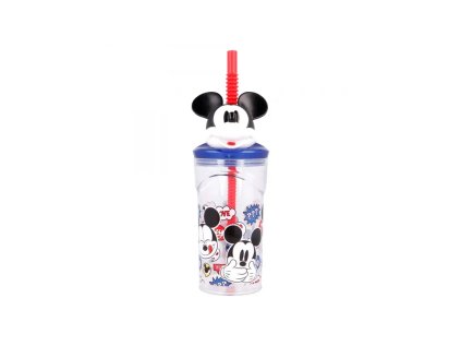 plastovy 3d pohar s figurkou mickey mouse a slamkou 360 ml 50166
