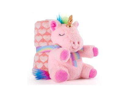 detska fluffy deka s plysovou hrackou perletti toys unicorn 120x80cm 13069