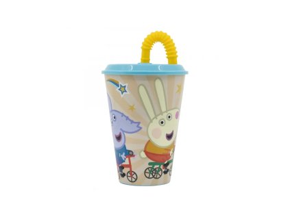 plastovy pohar s vrchnakom a slamkou peppa pig 430ml 41230