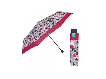perletti time damsky skladaci dazdnik floreale cerveny lem 26307