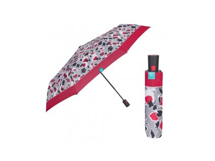 perletti damsky skladaci automaticky dazdnik floreale cerveny lem 26308