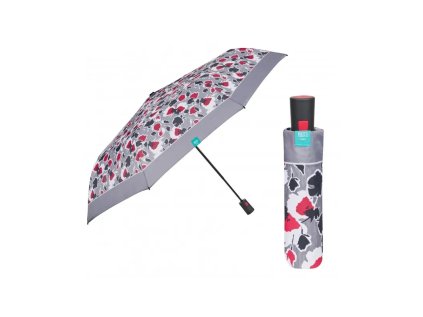 perletti damsky skladaci automaticky dazdnik floreale sedy lem 26308