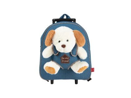 detsky denimovy batoh na kolieskach s odnimatelnou hrackou perletti toys psik 13034